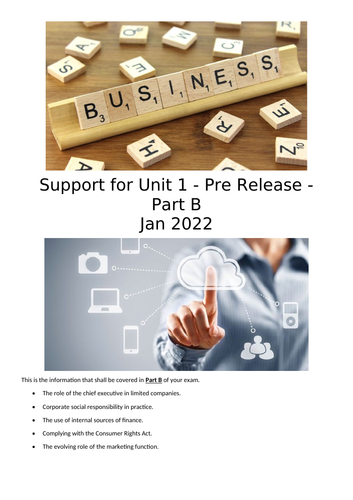 Unit 1 - Pre-Release Section B [Jan2022] - HELP booklet [CTEC Cambridge Technicals Level 3 Business]