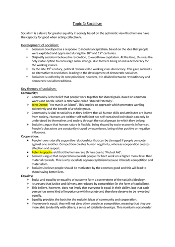 UK Politics - Ideologies - Socialism