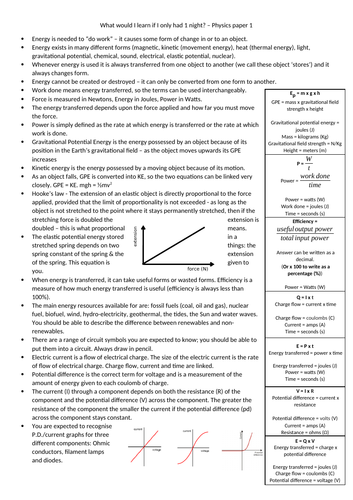 AQA Trilogy Physics Paper 1 Revision One Night Left