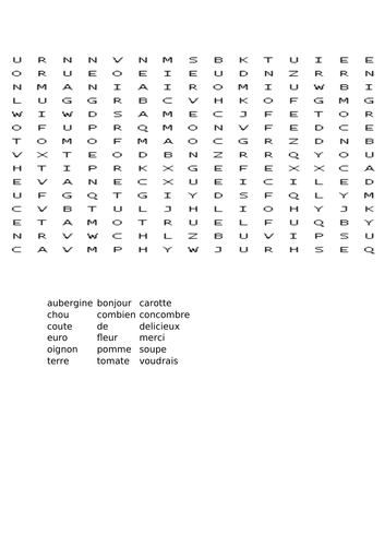Word search : 'Au marche'/ 'At the market'