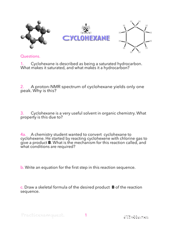 Exam practice: cyclohexane