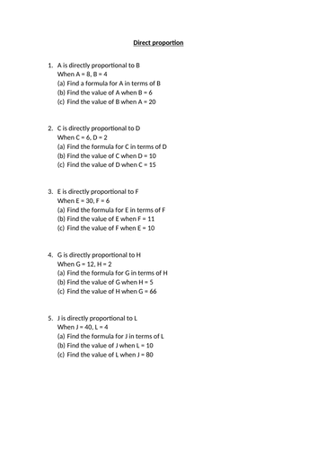 Simple proportion questions WITH ANSWERS