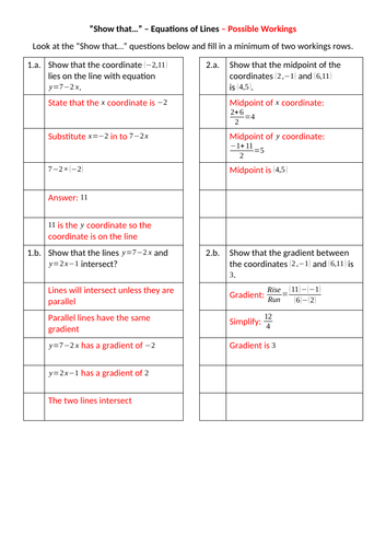 Show That... Equations of Lines