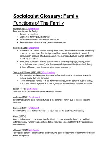 Families A* Scholar List - Sociology