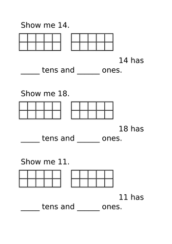 tens and ones Y1 level