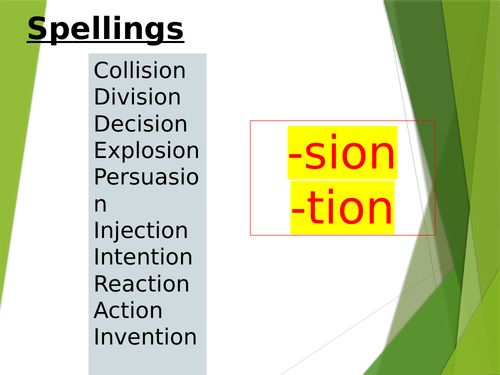Sion and tion spellings