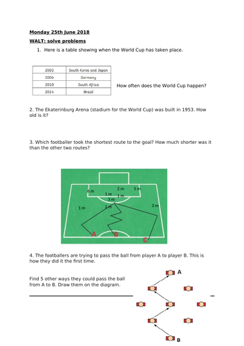 Football themed problem solving year 4