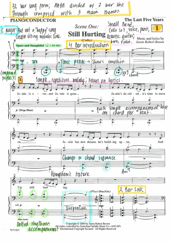 Still Hurting - The Last Five Years - Annotated Score Jason Robert Brown