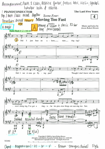 Moving Too Fast - The Last Five Years - annotated score - Jason Robert Brown