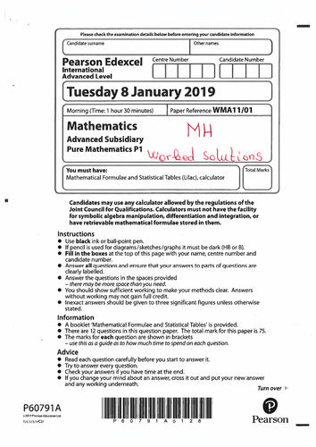 AS Maths Worked Solutions P1 International Maths