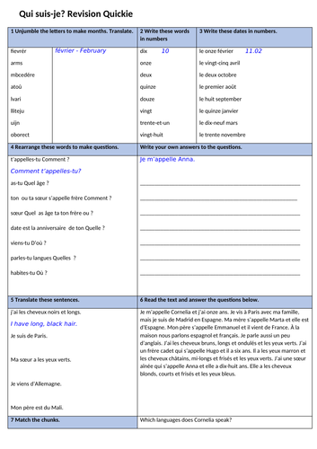 Revision quickie - French appearance, ages, numbers