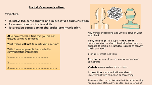 social communication, body language, intervention workbook
