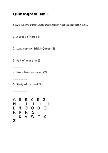Word Puzzle End of Term Activity for Y5/ Y6