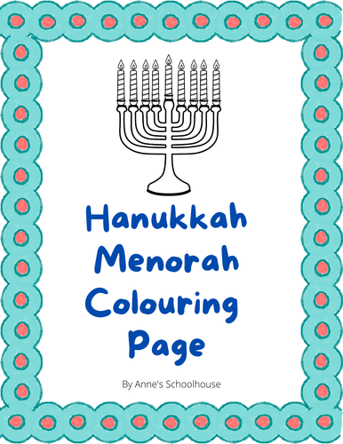 Menorah Colouring Page/Hanukkah/Jewish/World holidays/Diversity