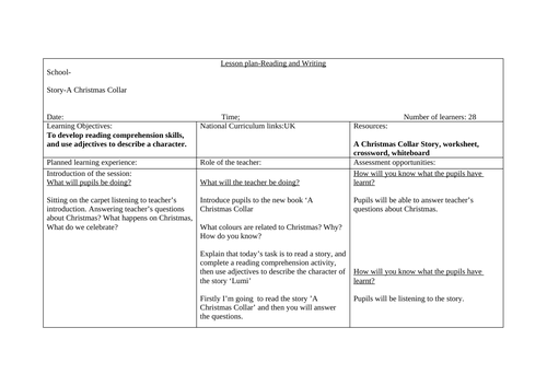 A Christmas Corall-Lesson Plan