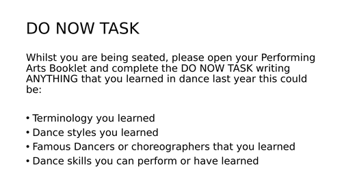 Dance theory bundle suitable for y8/9