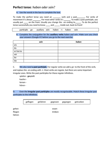 German perfect tense revision