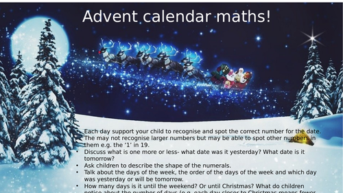 How to use Advent calendars to support maths- home learning  parent support EYFS maths