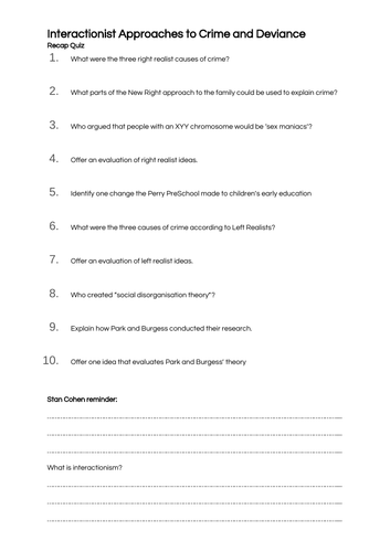 Sociology A-Level- Crime & Deviance - Labelling Theory