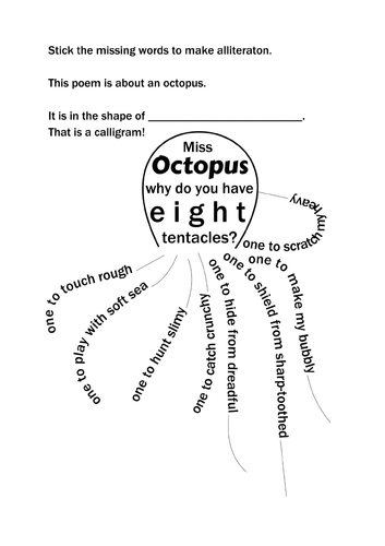 Alliteration calligram poem