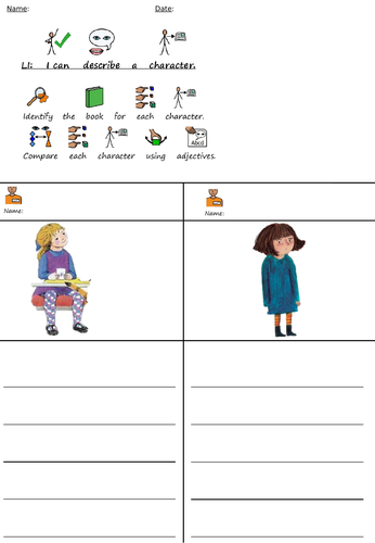 LI: I can compare two characters using adjectives - 8 characters