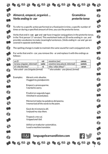 Spanish - irregular 'yo' forms preterite tense - Almorcé, empecé, organicé ...