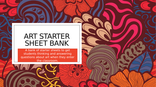 Starter sheets for Art lessons