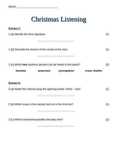 Christmas Listening (for GCSE musicians)