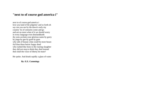 next to of course god america i-Poetry Lesson