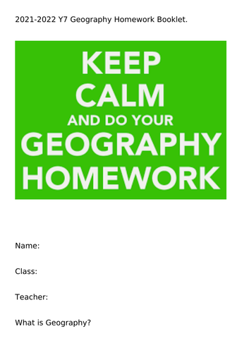 Key Stage 3 Homework Booklet