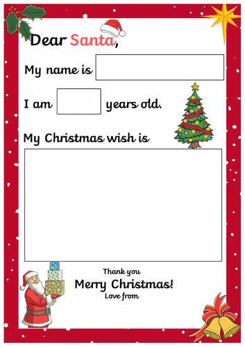 Letter to Santa Template - Cursive