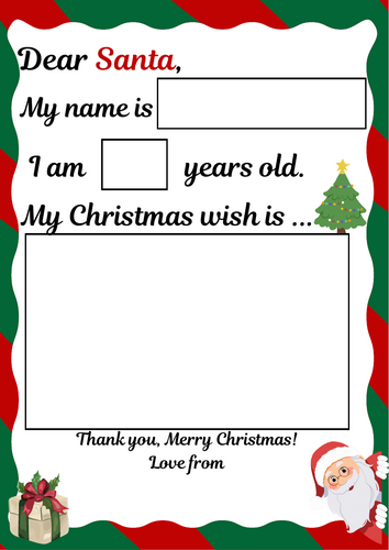Letter to Santa Template - Cursive