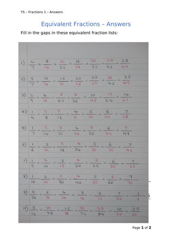 Y5 Maths - Equivalent Fractions