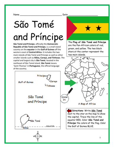 São Tomé and Príncipe Printable Introductory Geography Worksheet