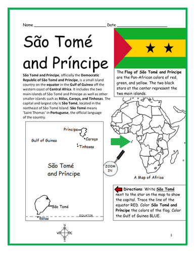 São Tomé and Príncipe - Introductory Geography Worksheet