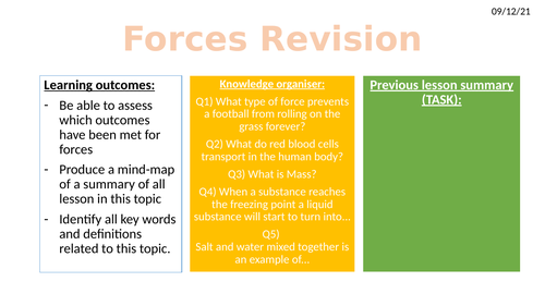 Year 8 Forces Revision AQA
