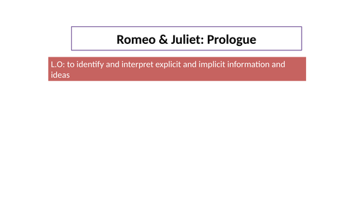 Romeo and Juliet booklet (Year 9/Year 10)