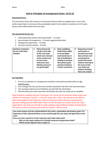 BTEC BUSINESS U6 2022 EXAM