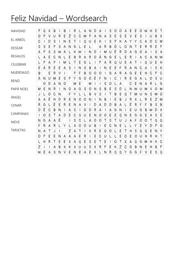 Feliz Navidad Wordsearch KS3 Spanish