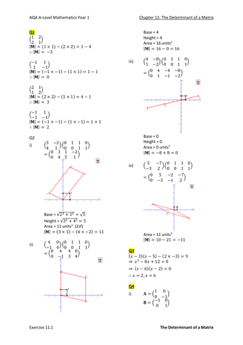 The Determinant of a Matrix Worked Solutions