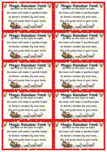 Reindeer Food Tag