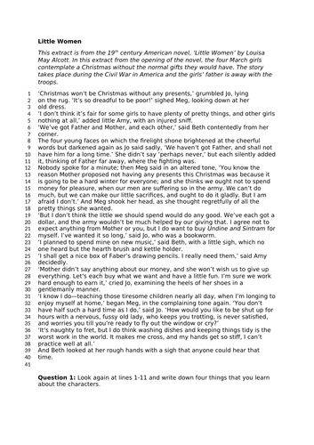 Little Woman AQA Language Paper 1 Mock