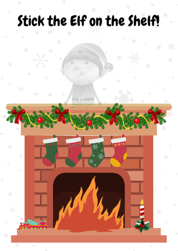 Christmas Fun Game - Pin the Elf on The Fireplace Shelf!
