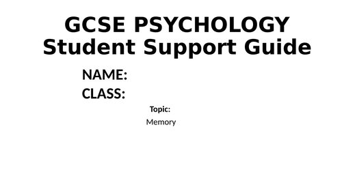 Student Support Guide: Memory