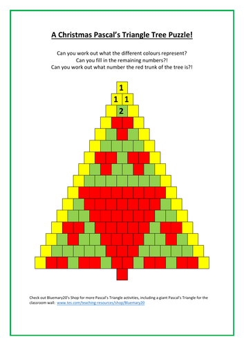 Christmas Maths puzzle  Pascal's Triangle