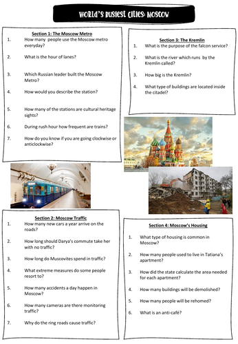 World's Busiest Cities Moscow Worksheet