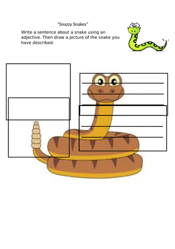 Adjectives Worksheets- Snazzy Snakes- Differentiated!