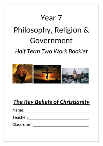 KS3 Christian Beliefs - 7 Lessons - Booklet, PPTs, KO