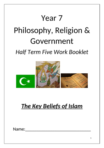 KS3 RE: Islamic Beliefs - 5 lessons - PPTs, Booklet, SOW, KO