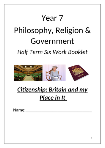 KS3 Citizenship: Britain and my Place in It - 5 Lessons with booklet, PPTs, KO and SOW